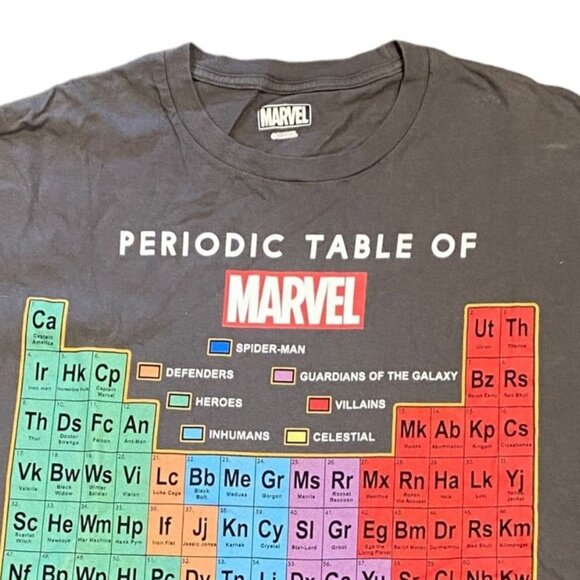 Marvel Mens 2XL Periodic Table of Marvel Gray Tshirt Graphic Print Short Sleeve - Picture 4 of 8